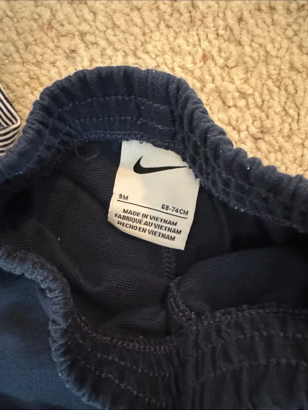 Nike Bamboo Navy and White Stripe Baby Bodysuit with Navy Sweatpants - Picture 2 of 2